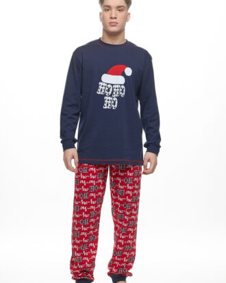 Ανδρική πυτζάμα Galaxy 100% βαμβάκι Christmas 204-25 μπλε-print