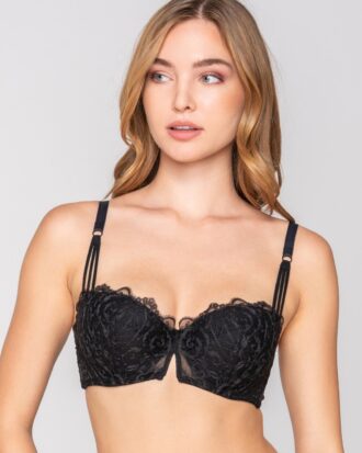 Σουτιέν LUNA μπαλκονέ LILIUM balconette με ελαφρά ενίσχυση και δαντέλα LUNA 15702 μαύρο