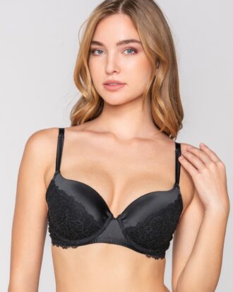 Σουτιέν LUNA μπαλκονέ MYSTIQUE balconette με ελαφρά ενίσχυση και δαντέλα LUNA 15802 μαύρο