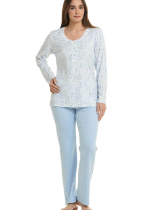 Primavera βαμβακερές πυτζάμες γυναικείες 100% βαμβάκι interlock Primavera N154 σιελ