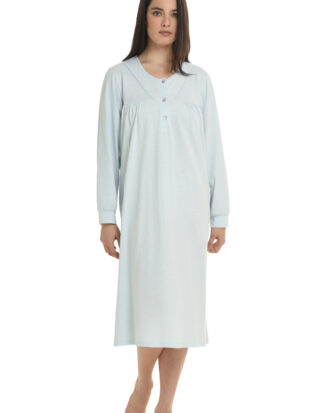 Βαμβακερό νυχτικό Primavera 100% βαμβάκι μακό μονόχρωμο N184 σιελ