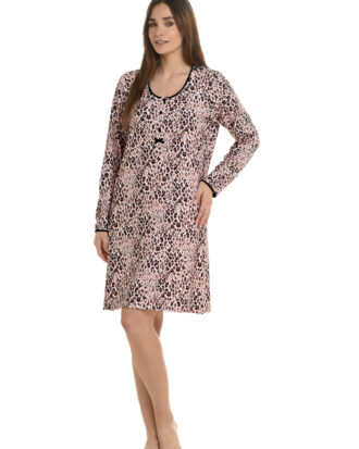 Κοντό νυχτικό πουκαμίσα Primavera soft touch εμπριμέ N200 animal