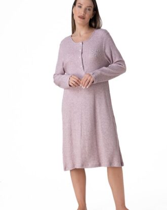 Απαλό νυχτικό Relax σε ριγωτό ύφασμα διάταξη rayon soft touch RELAX 3225043 λιλά