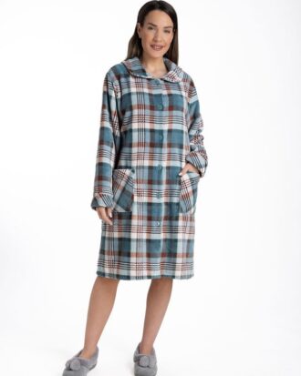 Ρόμπα φλις κουμπωτή γυναικεία Relax 3225108 καρό