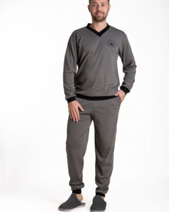 Ανδρική πυτζάμα βαμβακερή VE με λάστιχα Relax 3225129 γκρι