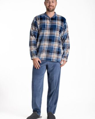 Ανδρική πυτζάμα φλις με πατιλέτα Relax 3225143 καρό ραφ