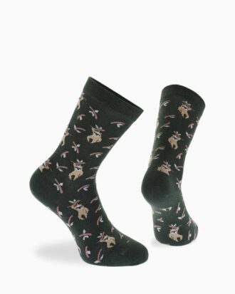 Γυναικείες κάλτσες WALK βαμβακερές  με σχέδιο W132-10 40 πράσινο σκούρο