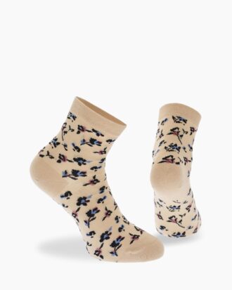 Γυναικείες κάλτσες WALK βαμβακερές ημίκοντες με σχέδιο βαμβακερές W133-12 19 μπεζ ανοικτό