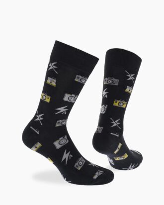 Κάλτσες Walk BAMBOO ανδρικές με σχέδιο CAMERA W304-46 02 μαύρο