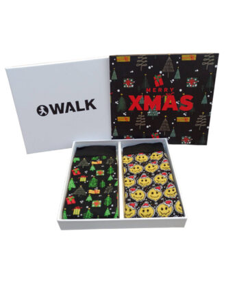 Χριστουγεννιάτικες κάλτσες Walk BAMBOO ως τη μέση της γάμπας. 2 ζεύγη σε μοναδικό Gift Box WALK CHR-32