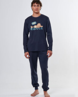 Ανδρική πυτζάμα APPLE βαμβακερή interlock COOL 0510296 navy