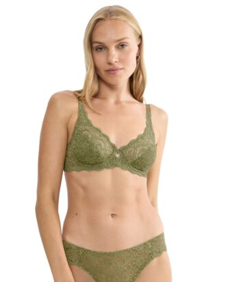 Σουτιέν Triumph Amourette W σουτιέν με μπανέλα με ελαστική δαντέλα 7855 Olive Gold πράσινο της ελιάς
