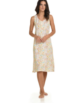 Primavera μακό νυχτικό χωρίς μανίκι. Εμπριμέ με πατιλέτα. 100%βαμβάκι Π302