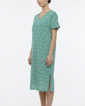 Βαμβακερό φόρεμα ποπλίνα με ριχτό μανίκι εμπριμέ σάκος Billysfashion 26094-3