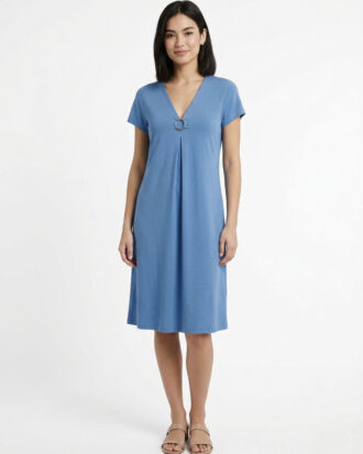 Φόρεμα Primavera κοντομάνικο με ζαπονέ μανίκι μονόχρωμο viscose Π238 ραφ