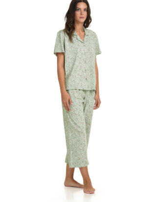 Primavera κουμπωτή γυναικεία πυτζάμα με κοντό μανίκι και κάπρι 100% βαμβάκι Π274 ΤΥΠΟΣ