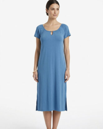 Φόρεμα Primavera κοντομάνικο με ζαπονέ μανίκι μονόχρωμο viscose Π294 ραφ