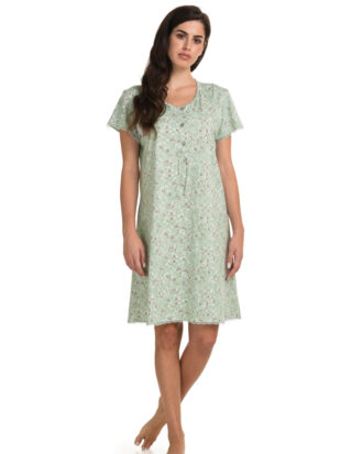 Primavera νυχτικό ζαπονέ. Νυχτικό ως το γόνατο με ζαπονέ μανίκι με δαντέλα 100% βαμβάκι εμπριμέ Π314