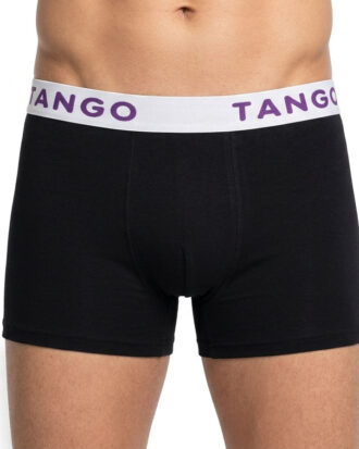 TANGO boxer βαμβακερό με εξωτερικό λάστχο TANGO 563PG Μαύρο-Γκρι/μωβ