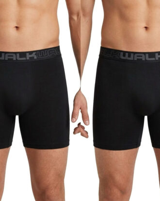 Μακρύ BOXER WALK βαμβακερό 2 τεμάχια W1764-2 0202 Μαύρο-Μαύρο