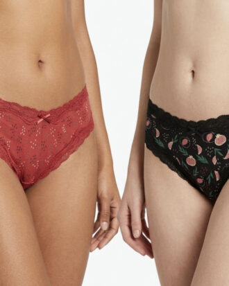 Γυναικεία εσώρουχα μπαμπού WALK Brazilian brief BAMBOO με δαντέλα και σχέδιο ΔΥΑΔΑ W2014-78