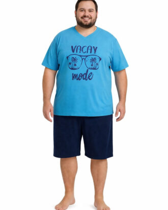 Ανδρικές πυτζάμες υπερμέγεθος καλοκαιρινές GALAXY 707-26-2 άκουα