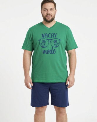 Ανδρικές πυτζάμες υπερμέγεθος καλοκαιρινές GALAXY 707-26-1 πράσινο