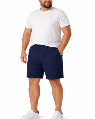 Ανδρική βαμβακερή βερμούδα μακό ΥΠΕΡΜΕΓΕΘΟΣ με τσέπες και κορδόνι ρύθμισης στην μέση. 100% βαμβάκι SAPOO 59-1 μπλε