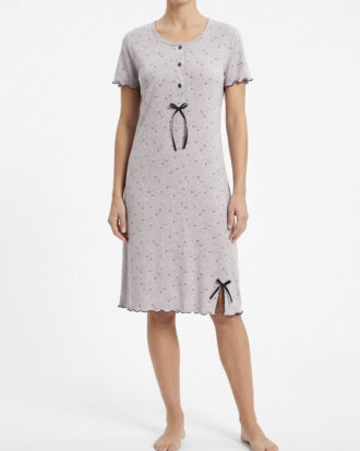 Νυχτικό ΝΙΝΑ κοντό μανίκι ίσιο εμπριμέ viscose ΝΙΝΑ 26s-415-2 λιλά