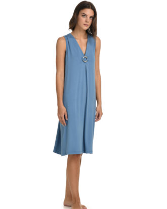 Φόρεμα Primavera χωρίς μανίκι μονόχρωμο αμάνικο viscose Π334 ραφ