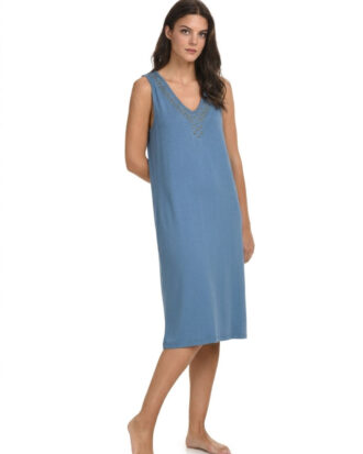 Φόρεμα Primavera χωρίς μανίκι μονόχρωμο αμάνικο viscose Π360 ραφ