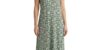 26s-425-2 Floral Midi Φόρεμα με V και Κοντό Μανίκι – Πράσινο